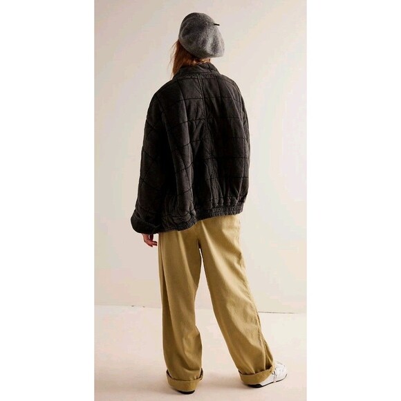 Nwot Free People Women's Black Dolman Quilted Knit Zip-Up Jacket Size Small - Picture 3 of 14